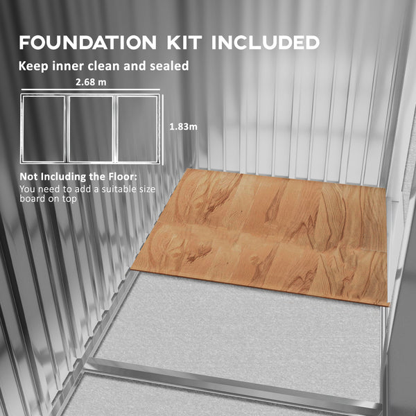 Abri de jardin avec kit de fondation et double porte, couleur marron clair vieilli