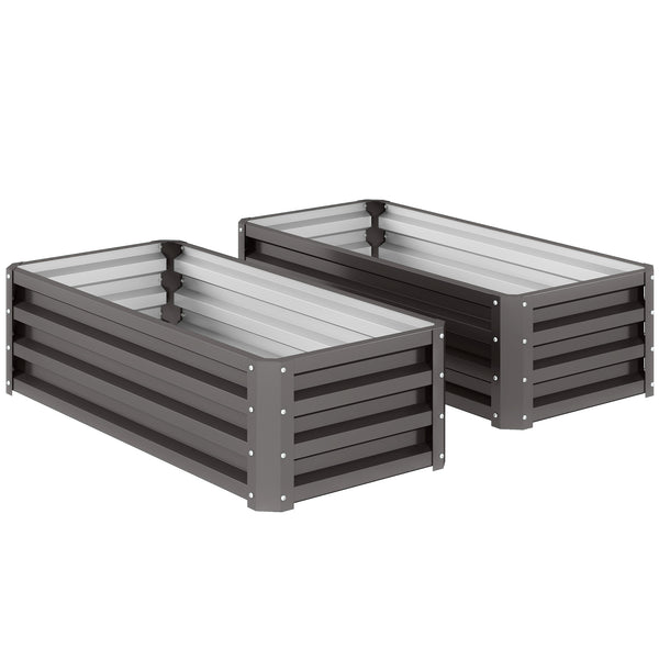 Lot de 2 jardinières surélevées galvanisées, gris foncé