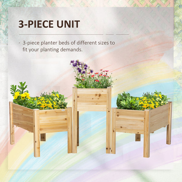 Ensemble de 3 jardinières surélevées en bois autoportantes