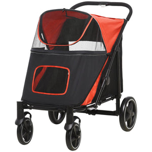 Poussette pliable pour animaux de compagnie, chiens de grande et moyenne taille, rouge