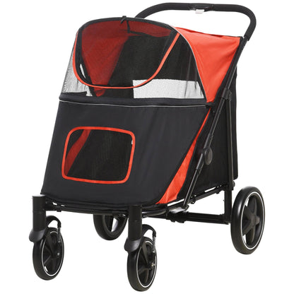 Foldable Pet Stroller for Large and Medium Dogs, Red