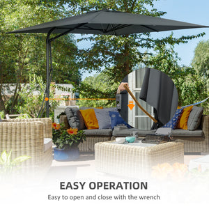 Parasol déporté de 8 pieds avec base en croix, gris foncé