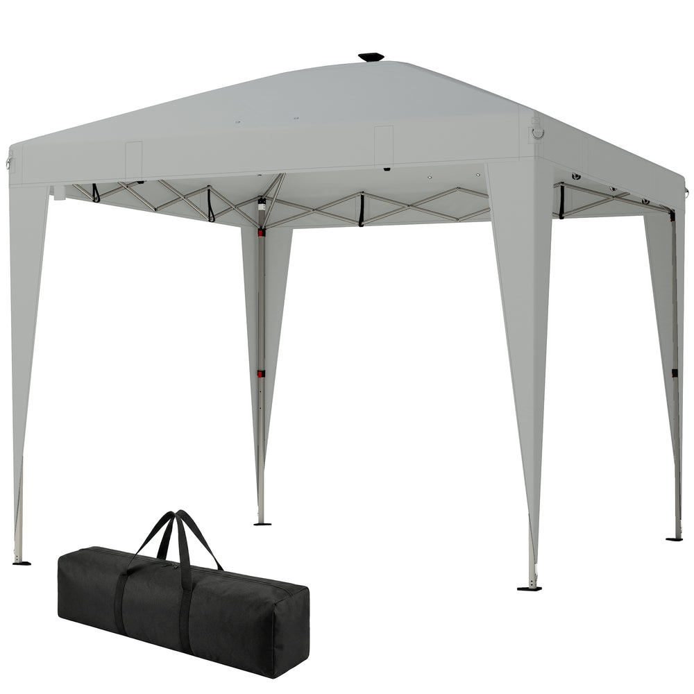 Abri pliant 10 x 10 avec éclairage central, protection UPF 50+, télécommande, gris clair