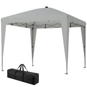 Abri pliant 10 x 10 avec éclairage central, protection UPF 50+, télécommande, gris clair