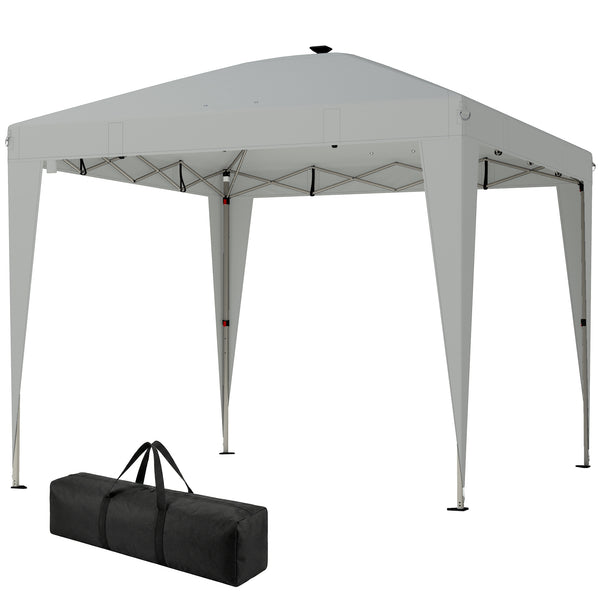 Abri pliant 10 x 10 avec éclairage central, protection UPF 50+, télécommande, gris clair