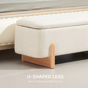 Banc ottoman avec rangement et assise rembourrée – Blanc crème