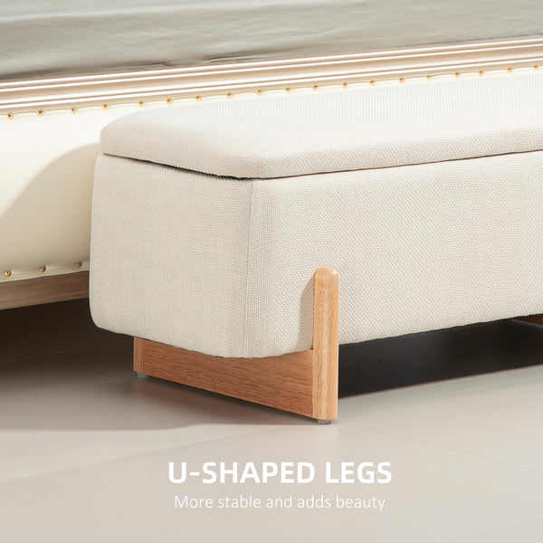 Banc ottoman avec rangement et assise rembourrée – Blanc crème
