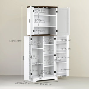 Meuble de rangement de 162 cm de haut avec étagères à épices, blanc