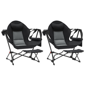 Lot de 2 chaises hamac de camping, dossier réglable, pliable, pivotante, avec porte-gobelet et siège rembourré