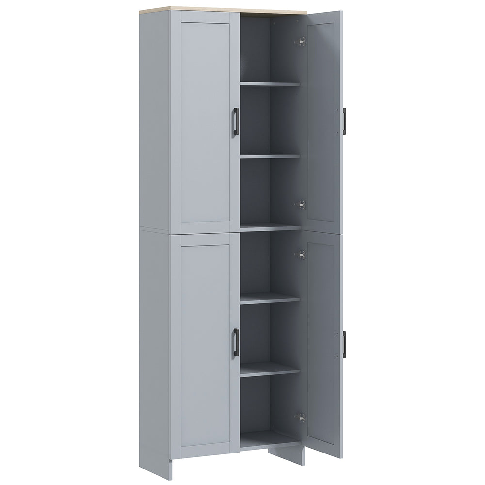 Armoire de cuisine 4 portes avec étagères réglables, gris