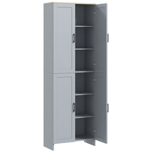 Armoire de cuisine 4 portes avec étagères réglables, gris