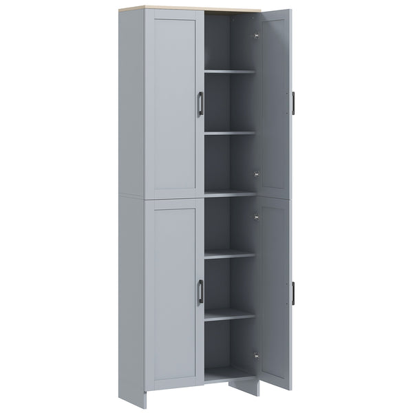 Armoire de cuisine 4 portes avec étagères réglables, gris