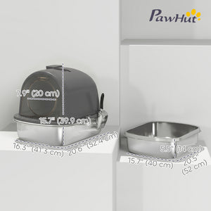 Enclosed Stainless Steel Litter Box, Metal Cat Litter Box with Scoop, Deodorizer Bag, Handle, Easy to Clean