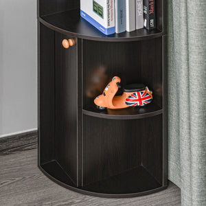 5-Tier Corner Bookcase with Open Compartments and Cabinet, Black