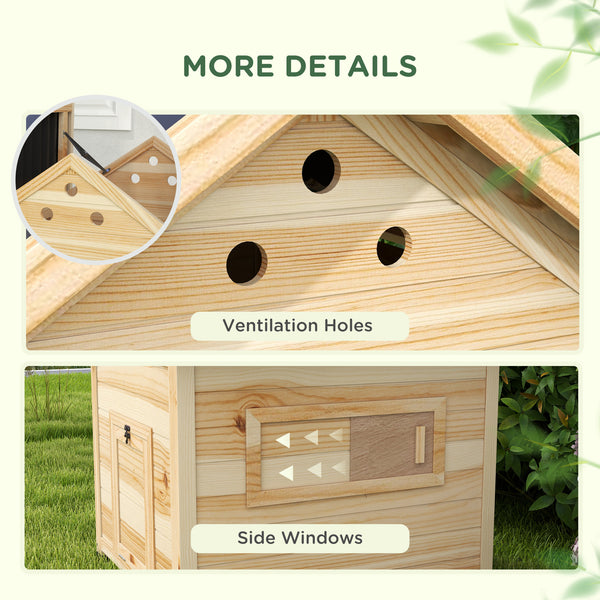 Wooden duck house with opening roof and double door