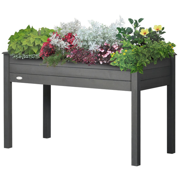 Jardinière surélevée en bois 86 x 45 x 76 cm, javec pieds, trous de drainage, sac intérieur pour jardin, gris foncé