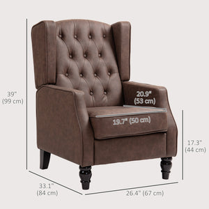 Fauteuil d'appoint moderne en similicuir avec rembourrage épais, marron