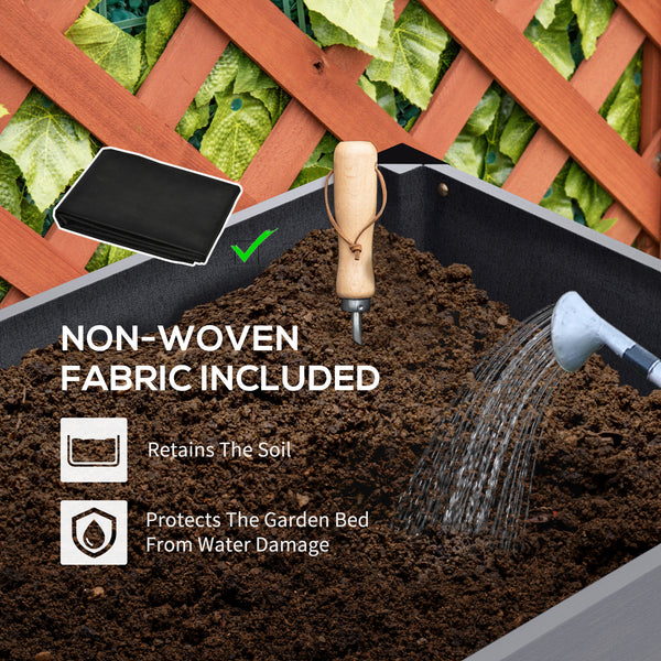 Jardinière surélevée avec pieds, cadre en métal et en bois pour jardin et terrasse, gris