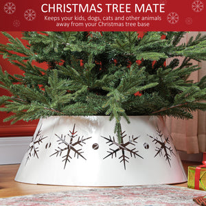 Cache-pied pour sapin de Noël de 66 cm avec motifs de flocons de neige blanc
