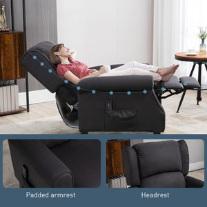 Fauteuil massant inclinable à dossier relevable, noir