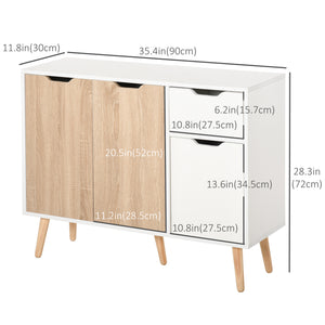 Buffet scandinave avec tiroir, blanc et bois naturel