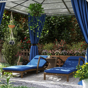 Lot de 2 chaises longues d'extérieur en osier avec dossier réglable sur 5 niveaux, roulettes, coussin et accoudoirs, bleu