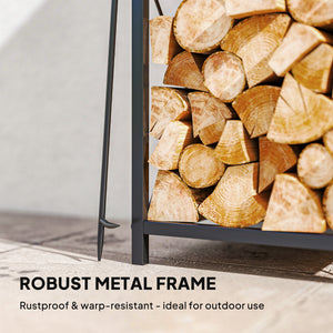 Support à bois de chauffage à 2 niveaux avec 4 outils pour foyer