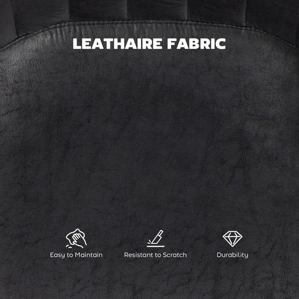 Set of 2 bar stools, adjustable height, swivel seat, faux leather upholstery, black.