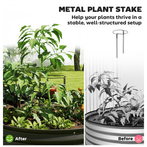 Jardinière d'extérieur surélevée galvanisée avec tuteur en métal, noire