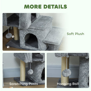 4-Step Pet Stairs with Scratching Posts, Grey