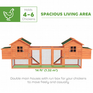 123" Extra Large Chicken Coop Wooden Poultry House Rabbit Hutch Hen Backyard with Outdoor Run Ramps and Nesting Boxes