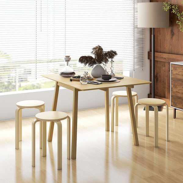 Round Stackable Chairs Set of 4, 18-Inch Backless Stacking Stools for Kitchen, Dining Room, Office, Outdoors