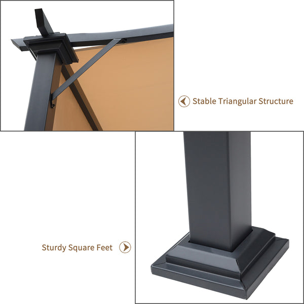 Pergola 8 x 10 avec deux auvents latéraux réglables