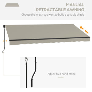 Store banne rétractable de 13 x 9,8 pieds, gris clair