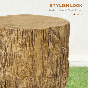 Table d'appoint finition béton, style souche d'arbre, marron naturel