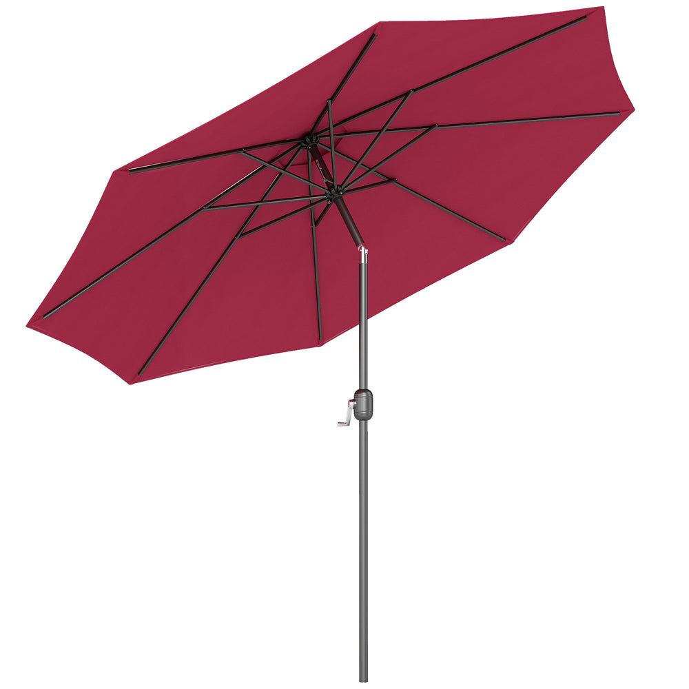 Parasol rond de 10 pieds avec manivelle et inclinaison, rouge bordeaux