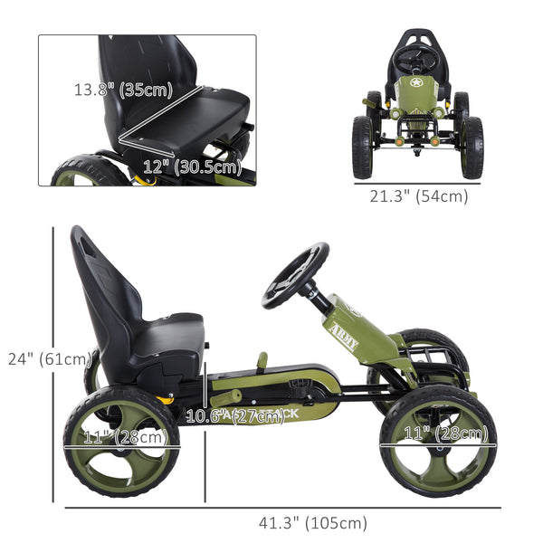 Pedal go-kart with adjustable seat green