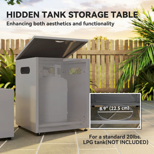 Table de foyer au propane 42 po au gaz 50 000 BTU avec support de bouteille de propane escamotable et housse imperméable