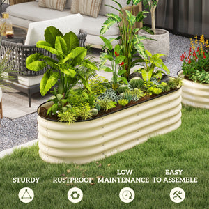 Jardinière surélevée en acier galvanisé avec bordure de sécurité, blanc crème