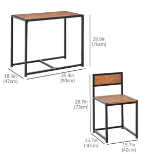 Ensemble table et chaises de salle à manger style industriel, pour 2 personnes, idéal pour les petits espaces.