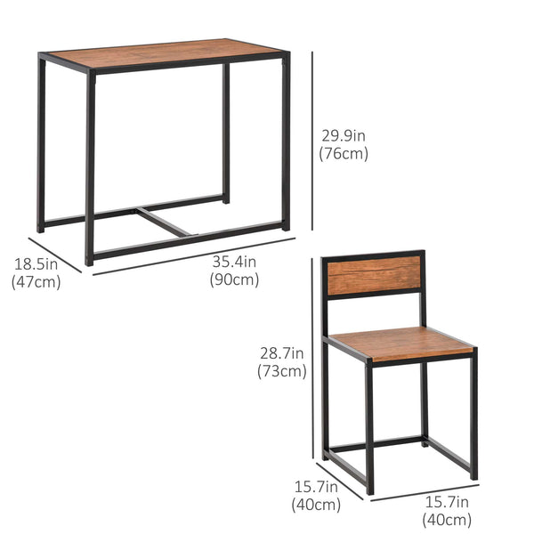 Ensemble table et chaises de salle à manger style industriel, pour 2 personnes, idéal pour les petits espaces.