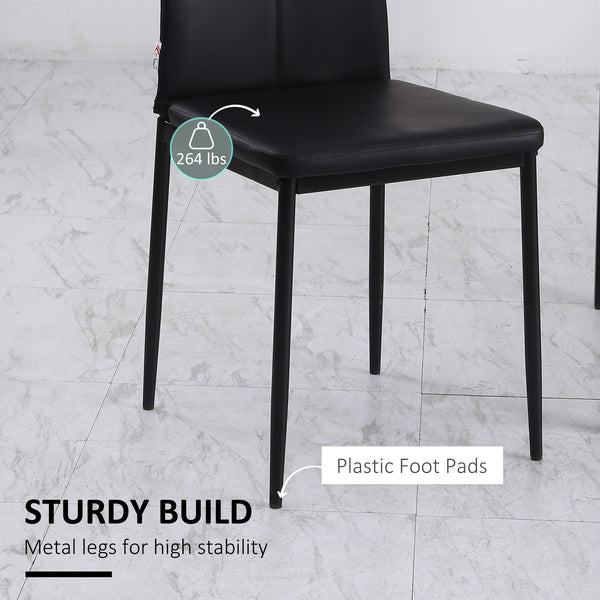 Set of 6 chairs with tufted backrest and padded seat, black