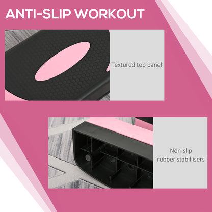 Stepper d'aérobic réglable Soozier, plateforme d'exercice, stepper, rehausseur de yoga, fitness, 10,2 à 15,2 cm, rose