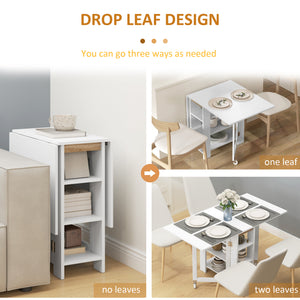 Drop-leaf kitchen table for small spaces, white