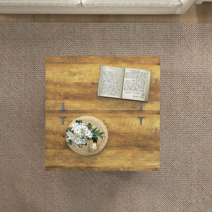 Table basse de style farmhouse avec couvercles rabattables, blanc antique