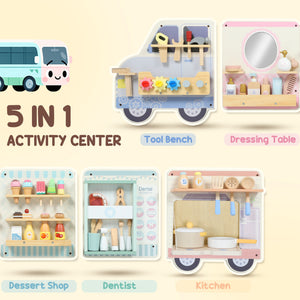 Tableau mural sensoriel à 5 activités