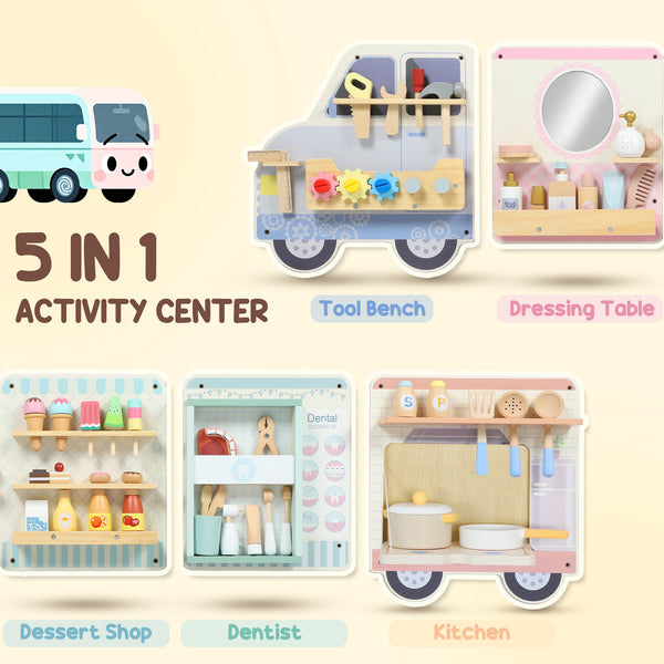 Tableau mural sensoriel à 5 activités