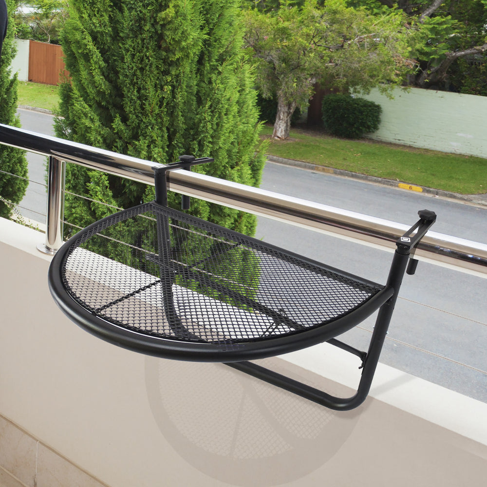Table de balcon réglable avec rail de suspension en métal, noir