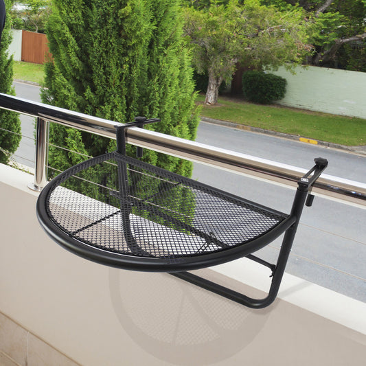 Table de balcon réglable avec rail de suspension en métal, noir