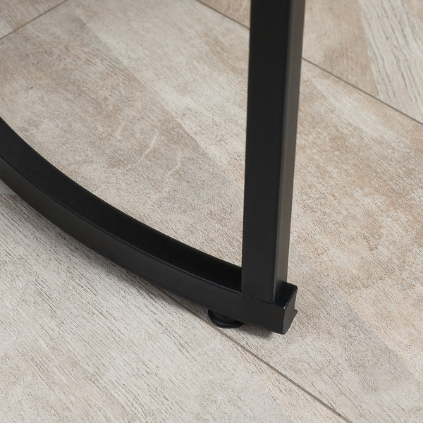 Lot de 2 tables basses ronde avec structure en métal, grain de bois gris